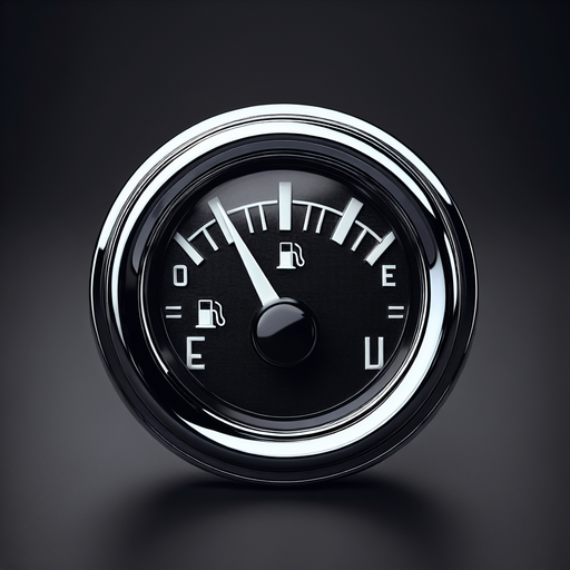 Black fuelindicator no-gauge, with chrome round frame, white levelindicators, front view.