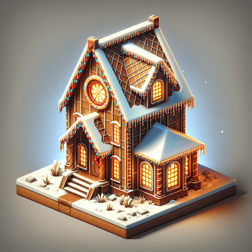 a christmas gingerbread house. plastic style. Single Game Texture. In-Game asset. 2d. Blank background. High contrast. No shadows.