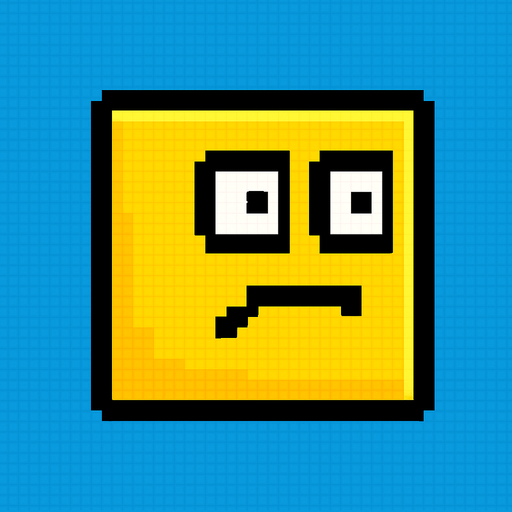 Pixel Geometri dash cube.
In-Game asset.  2d.  High contrast.  No shadows. Pixel