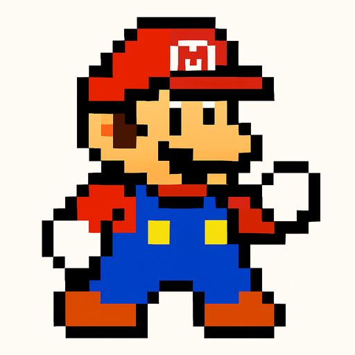 make a mario bros.
In-Game asset.  2d.  High contrast.  No shadows