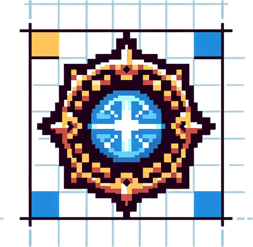 Mana_icon pixel.
Single Game Texture. In-Game asset. 2d. Blank background. High contrast. No shadows.