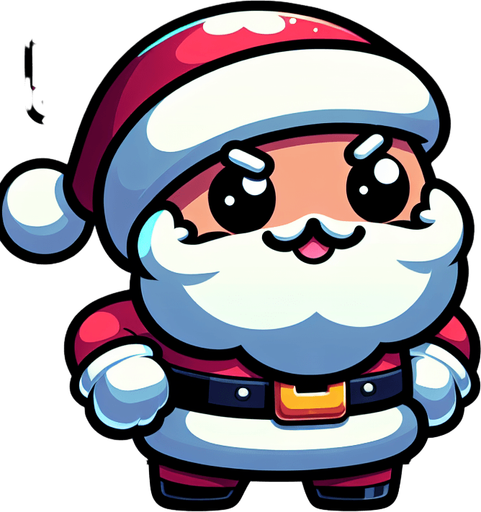 christmas present for naughty santa, cartoon, power up Single Game Texture. In-Game asset. 2d. Blank background. High contrast. No shadows.