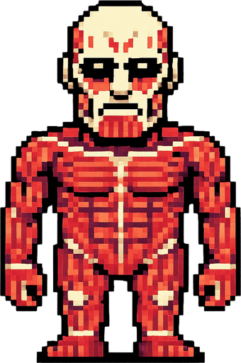 attack on titan 
colossal titan
pixel art.
In-Game asset.  2d.  High contrast.  No shadows