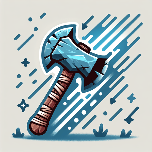 A primal stone axe or spearhead with stylized speed lines or a spectral blue aura indicating swift movement..
Single Game Texture.  In-Game asset.  2d.  Blank background.  High contrast.  No shadows