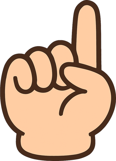 Una mano cerrada con el dedo indici estirado, debe ser cute.
In-Game asset.  2d.  High contrast.  No shadows