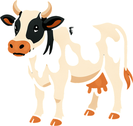 cow with black background.
In-Game asset.  2d.  High contrast.  No shadows
