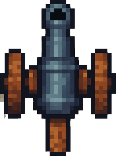 savaş topu. üstten görünüm. yukarıdan görülüyor. Tek Oyun Dokusu. Oyun içi varlık. 2d. Boş arkaplan. Yüksek kontrast. Gölge yok. pikselli. 8 bit