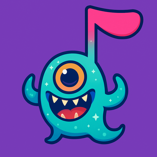 MÜZİK NOTASI ŞEKLİNDE BİR UZAYLI CANAVAR ÇİZ AMA BU KARAKTER PLAYER VE İSMİ ASTERA ONA GÖRE TASARLA. AYAKSIZ. dONT WRİTE TEXT İN TO İMAGE. NO BLACK. 
In-Game asset.  2d.  High contrast.  No shadows