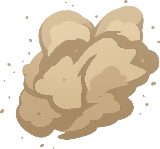 Dust,smoke. No background. Transparent background. Blank background. No shadows. 2d. In-Game asset. flat