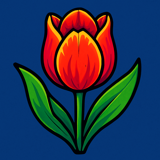 Tulip. The flower is facing at the center. Make it vibrant.
In-Game asset.  2d.  High contrast.  No shadows