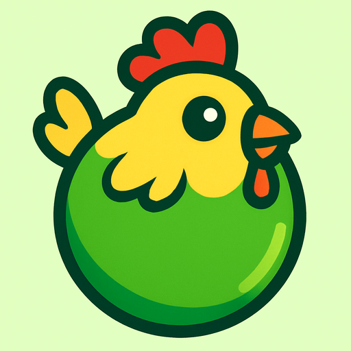 ball chicken and green.
In-Game asset.  2d.  High contrast.  No shadows