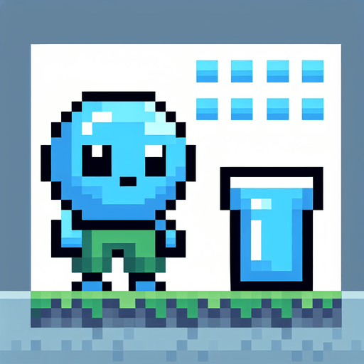 pixel bir su adam 2d yesil pantolon giyinmis.
Single Game Texture.  In-Game asset.  2d.  Blank background.  High contrast.  No shadows. 2d pixel