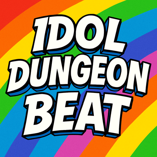 Letras de color blanco, que digan "IDOL DUNGEON BEAT", que tengan un WordArt animado. En alta resolución para poner en una imagen 100 X 150
In-Game asset.  2d.  High contrast.  No shadows