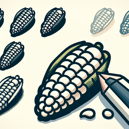 Computer game, White corn, flat shaded. Low detail, Single Game Texture. In-Game asset. 2d. Blank background. High contrast. No shadows. Thin black outline