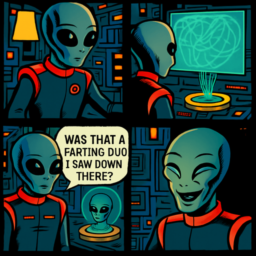 Make alien in 4th panel laugh