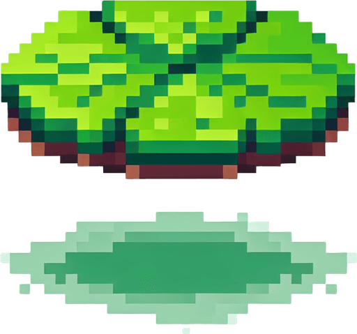 pixelart asset floating lilypad.
White background, high contrast, shadowless.