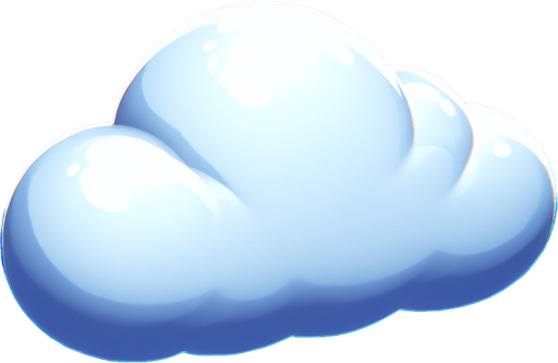 A single cloud.
Single Game Texture.  In-Game asset.  2d.  Blank background.  High contrast.  No shadows