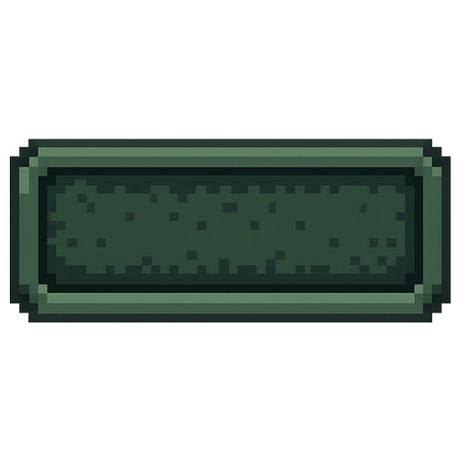 windowed filled rectangle HUD button for the 2d pixel art zombie theme game. Use dark green colours.
In-Game asset.  2d.  High contrast.  No shadows. No text. No icon. No background
Transparent.Retro arcade theme.