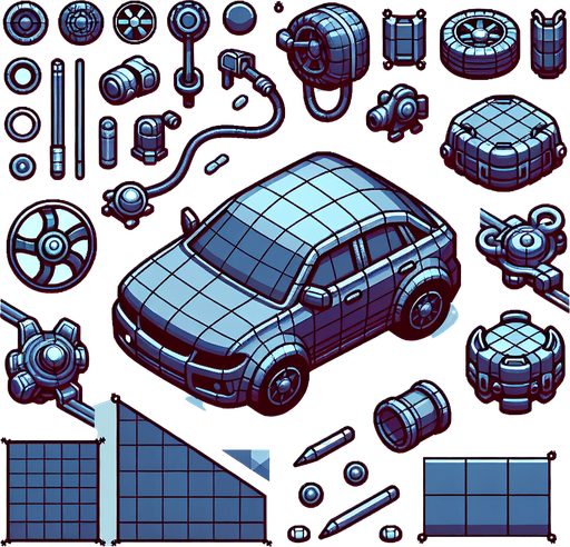 Car 🚗.
Single Game Texture. In-Game asset. 2d. Blank background. High contrast. No shadows.