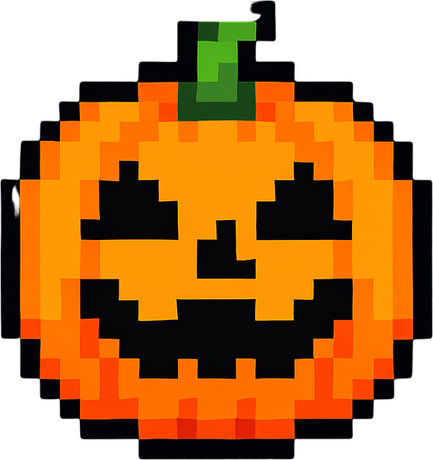 A jack o lantern pixel.
In-Game asset.  2d.  High contrast.  No shadows