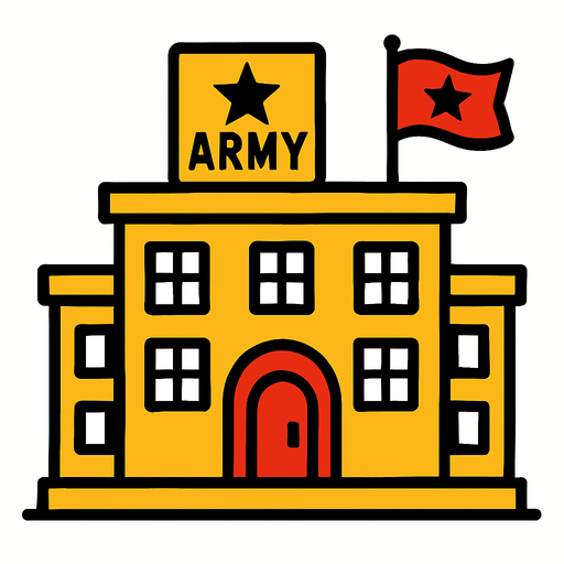 Army building.
In-Game asset.  2d.  High contrast.  No shadows