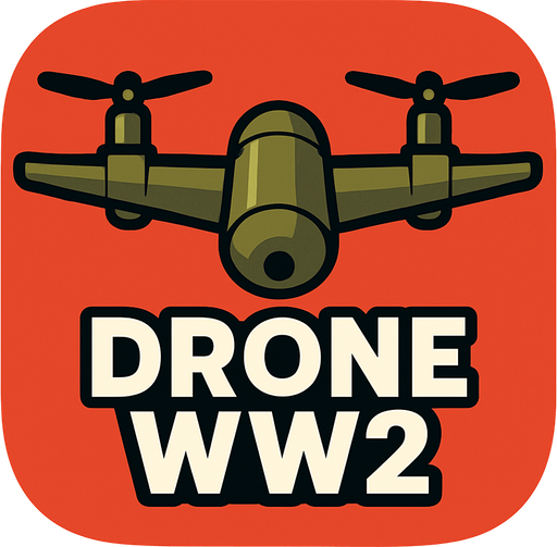 Modern App Store icon, high definition, square with rounded corners, for a game titled "Drone WW2".
In-Game asset.  2d.  High contrast.  No shadows
