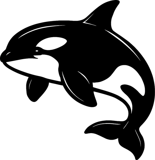 A big Black and White Orca.
In-Game asset.  2d.  High contrast.  No shadows