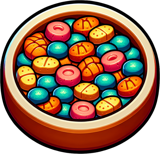 fish food.
Single Game Texture. In-Game asset. 2d. Blank background. High contrast. No shadows.