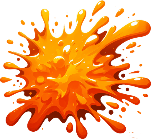 orange damage splash..
Single Game Texture. In-Game asset. 2d. Blank background. High contrast. No shadows.