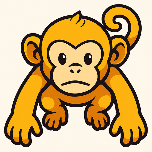 yellow monkey top view.
In-Game asset.  2d.  High contrast.  No shadows