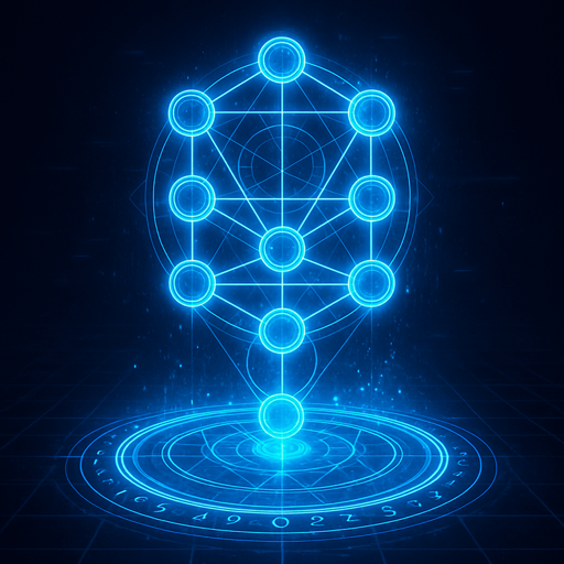 Magical spell effect 3d cyberpunk hologram sacred geometry diagram tree of life