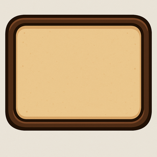 A tan dialog box background with a dark brown border..
In-Game asset.  2d.  High contrast.  No shadows. Cartoon style. 3D image