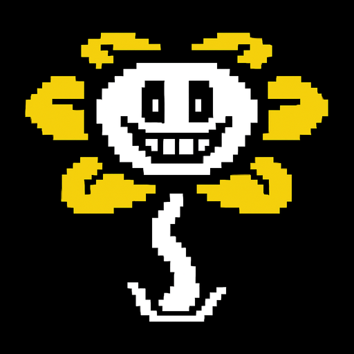 undertale oyunundaki flowey karakterini yap.
In-Game asset.  2d.  High contrast.  No shadows