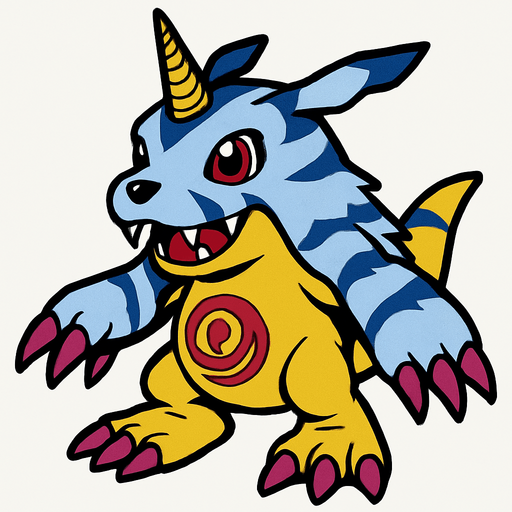 Gabumon.
In-Game asset.  2d.  High contrast.  No shadows