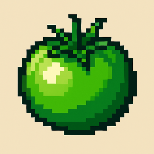 tomate verde de pixeles.
In-Game asset.  2d.  High contrast.  No shadows
