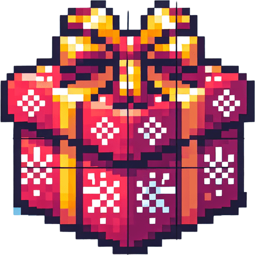 pixel art of a christmas present. Single Game Texture. In-Game asset. 2d. Blank background. High contrast. No shadows.