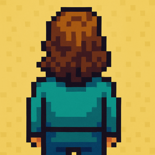 yellow plus brown haired man pixel art with different colors of clothing
