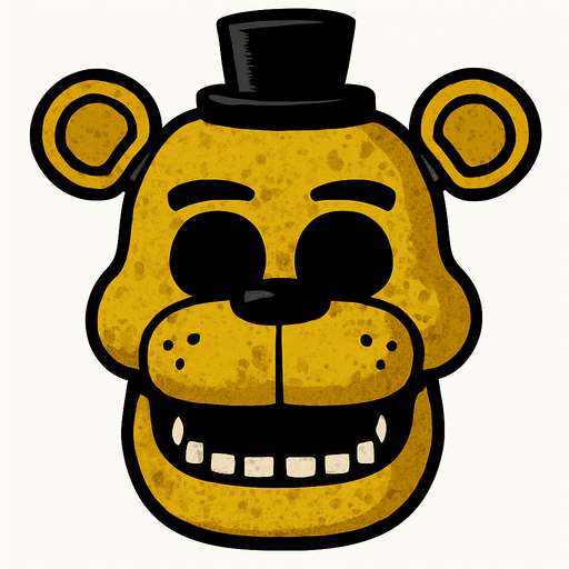 golden freddy head.
In-Game asset.  2d.  High contrast.  No shadows