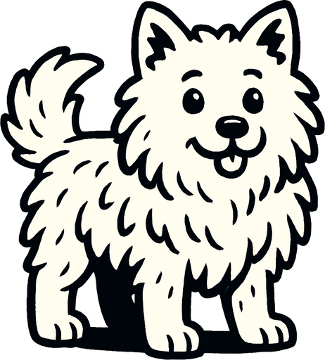 Un perro blanco y peludo.
In-Game asset.  2d.  High contrast.  No shadows