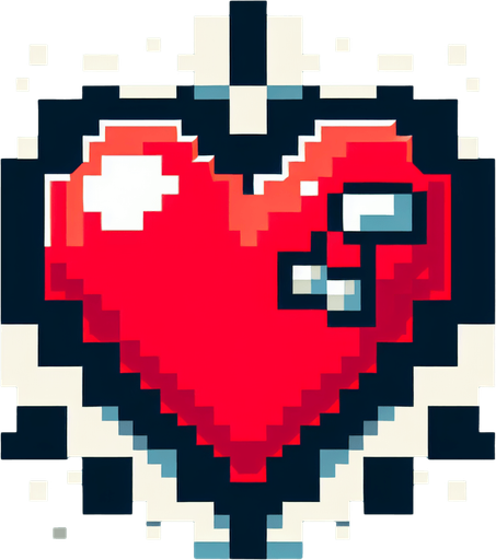 Heart icon 
Retro game.
Single Game Texture. In-Game asset. 2d. Blank background. High contrast. No shadows.