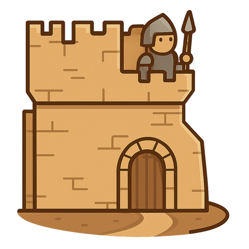 2d tower that spawns soldiers. No background. Transparent background. Blank background. No shadows. 2d. In-Game asset. flat