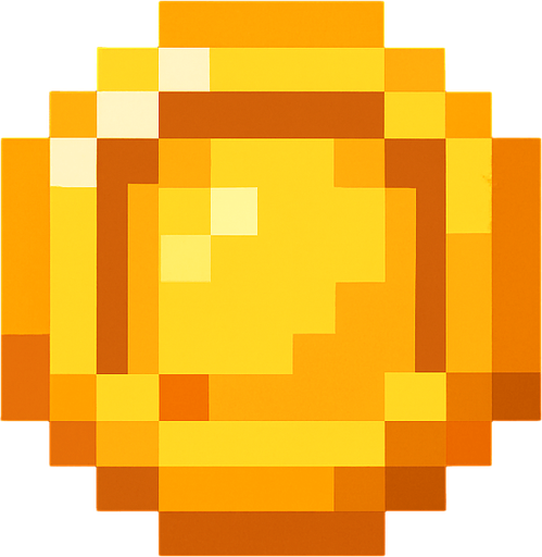 Coin 2d pixilated top down.
In-Game asset.  2d.  High contrast.  No shadows