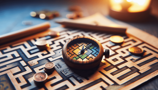 Fullscreen, high definition, light, blur, small time watch, colors, wood, for a game titled "Maze" and with the description "Navigate ever-changing mazes! Each level with different background, coins, time speed. Can you finish collecting coins before time is up? Challenge your skills in Maze!". with text on banner "MAZE"!