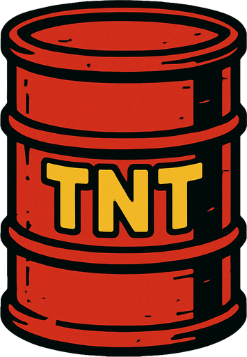 tnt yazılı varil.
In-Game asset.  2d.  High contrast.  No shadows