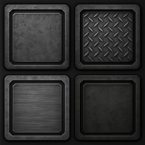 Different metal backgrounds, square inside square.
In-Game asset.  2d.  High contrast.  No shadows