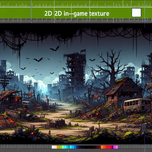 zombie epidemic abaounded place.
Single Game Texture. In-Game asset. 2d. Blank background. High contrast. No shadows.