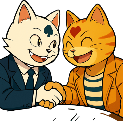 Show these same cats smiling and instead of clenched fists they’re grasping hands because they’re friends.