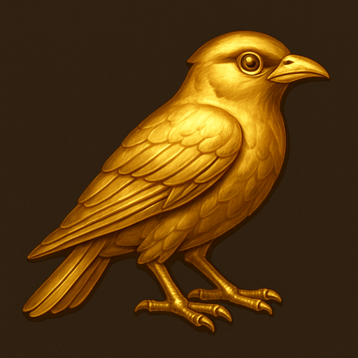 Realistic, golden bird.
In-Game asset.  2d.  High contrast.  No shadows