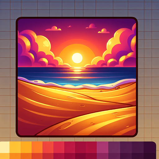 cartoon beack background. all sand. sunset..
Single Game Texture. In-Game asset. 2d. Blank background. High contrast. No shadows.