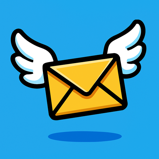 Envelope flying through the air with wings.
In-Game asset.  2d.  High contrast.  No shadows